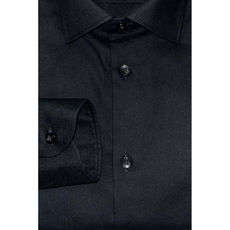 Baldinini Trend Black Cotton Shirt - Slim Fit with French Collar