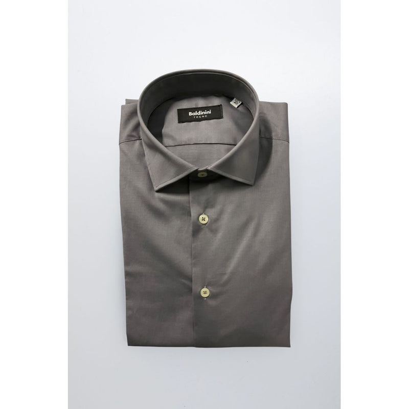 Baldinini Trend Gray Cotton Slim Fit Shirt