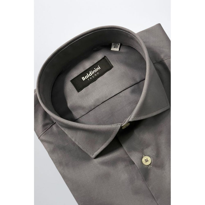 Baldinini Trend Gray Cotton Slim Fit Shirt