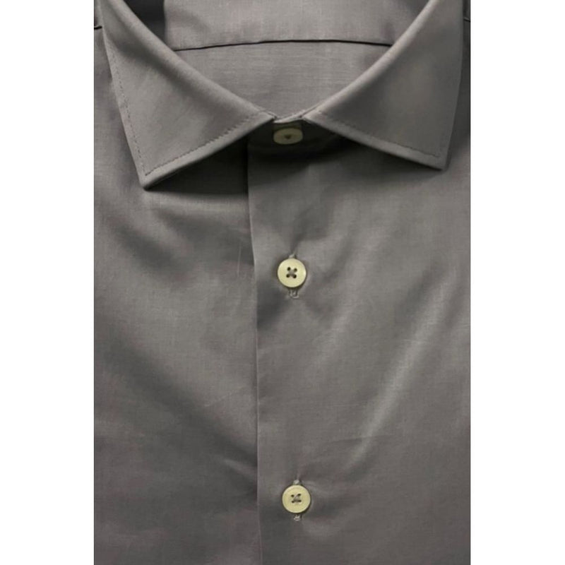 Baldinini Trend Gray Cotton Slim Fit Shirt