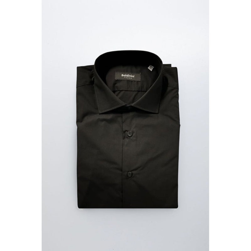Baldinini Trend Black Cotton Slim Fit Shirt
