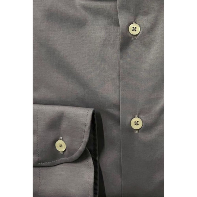 Baldinini Trend Gray Cotton Slim Fit Shirt