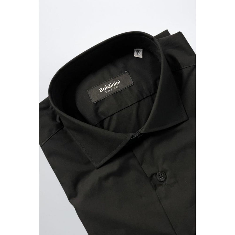 Baldinini Trend Black Cotton Slim Fit Shirt