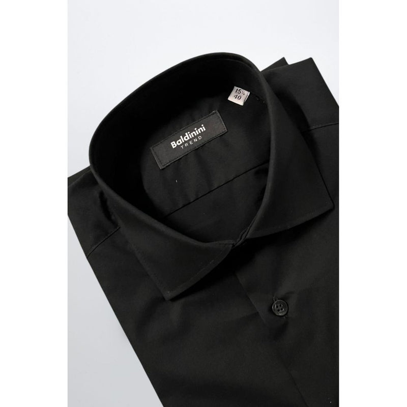 Baldinini Trend Black Cotton Shirt - Slim Fit with French Collar
