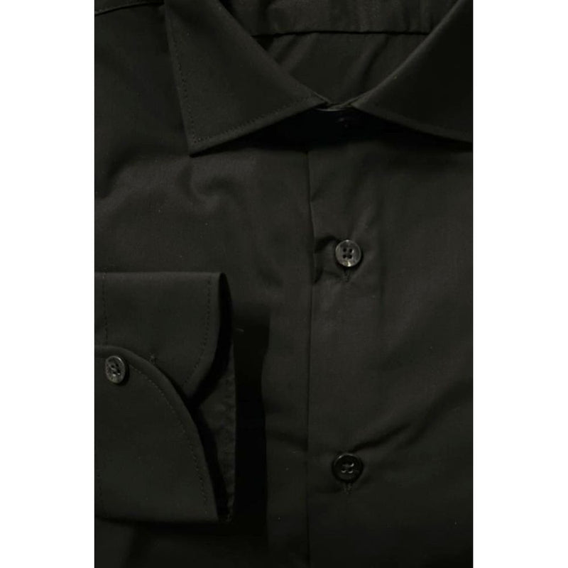 Baldinini Trend Black Cotton Slim Fit Shirt