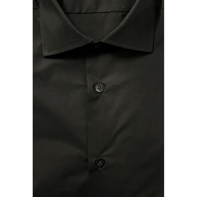 Baldinini Trend Black Cotton Shirt - Slim Fit with French Collar