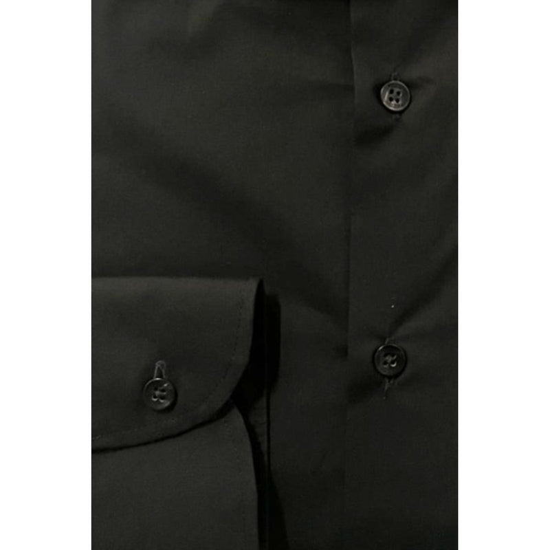 Baldinini Trend Black Cotton Shirt - Slim Fit with French Collar