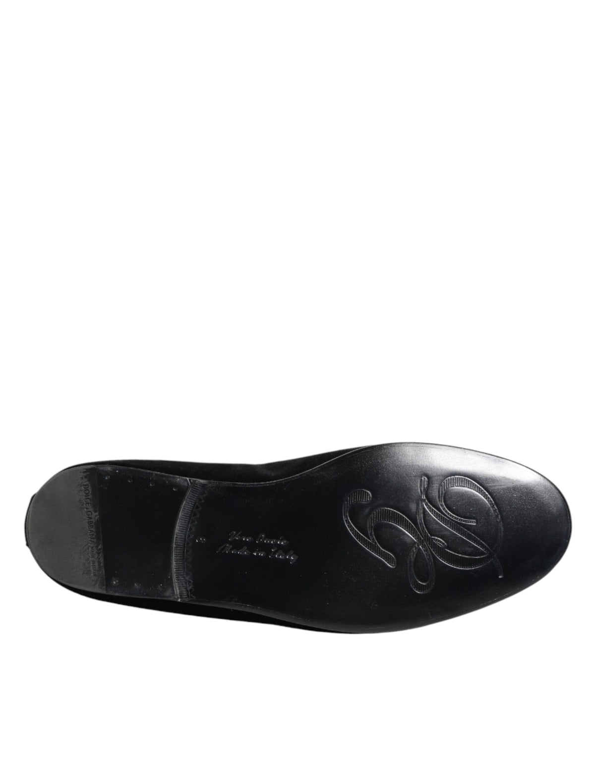 Dolce & Gabbana Black Velvet Gold Crown Men's Loafers