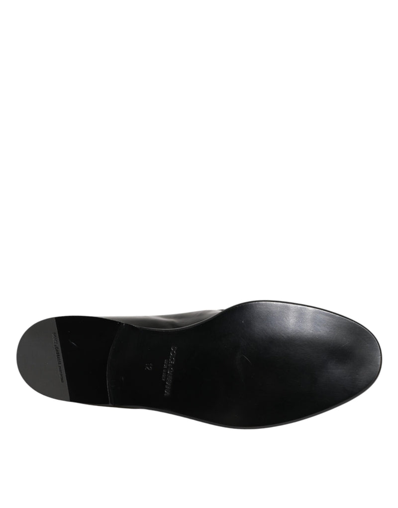 Dolce & Gabbana Black Leather Slip-On Loafers for Men