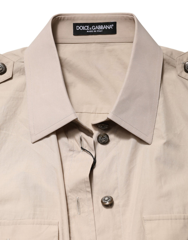 Dolce & Gabbana Chemise Longue à Col Beige en Coton