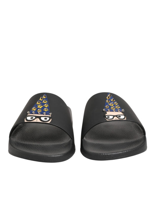 Dolce & Gabbana Black Leather Slides - Élégance et Confort
