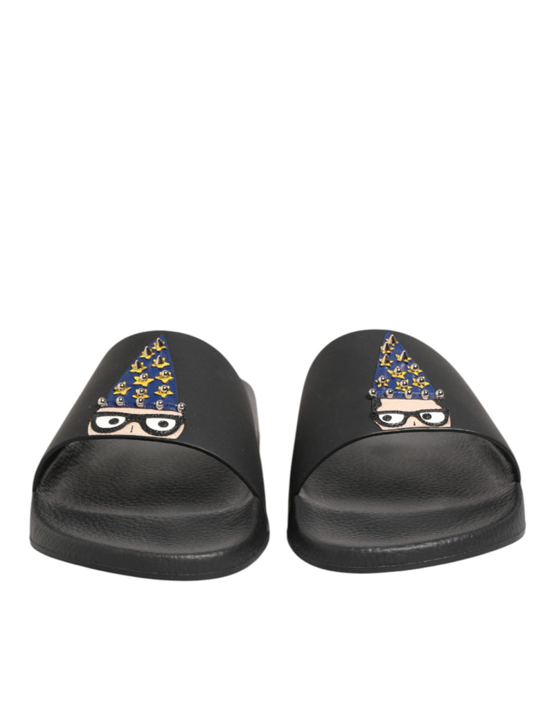 Dolce & Gabbana Black Leather Slides - Élégance et Confort