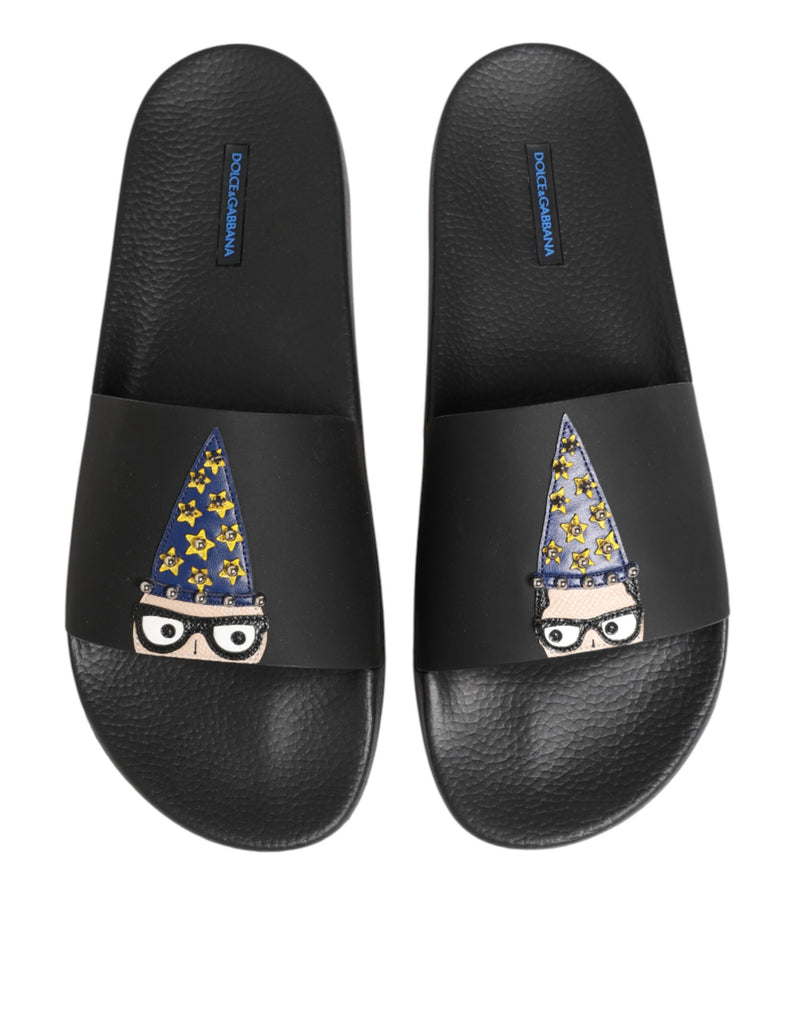 Dolce & Gabbana Black Leather Slides - Élégance et Confort