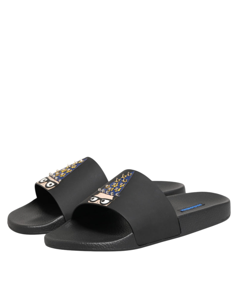 Dolce & Gabbana Black Leather Slides - Élégance et Confort