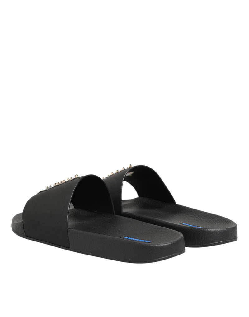 Dolce & Gabbana Black Leather Slides - Élégance et Confort
