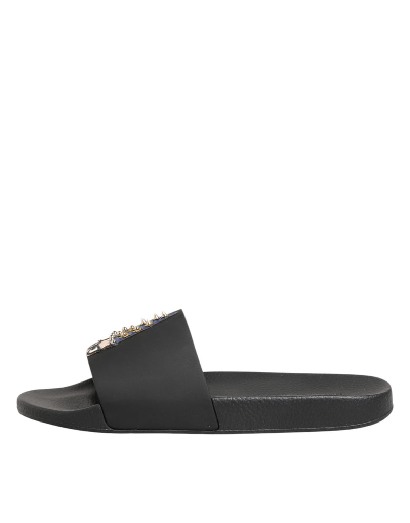 Dolce & Gabbana Black Leather Slides - Élégance et Confort