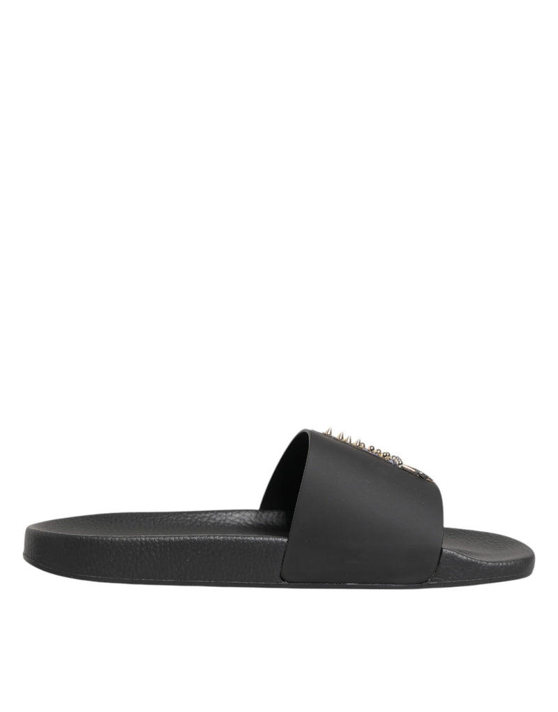 Dolce & Gabbana Black Leather Slides - Élégance et Confort
