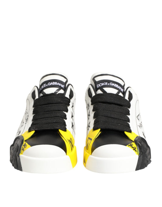 Dolce & Gabbana Multicolor Leather Graffiti Low Top Sneakers