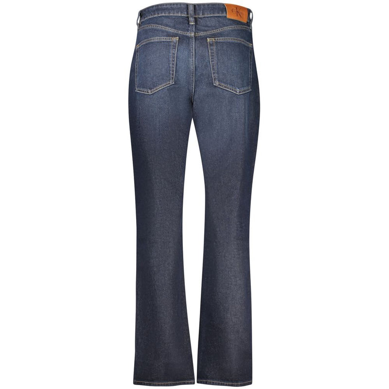 Calvin Klein Blue Cotton High-Rise Straight Wide Leg Jeans