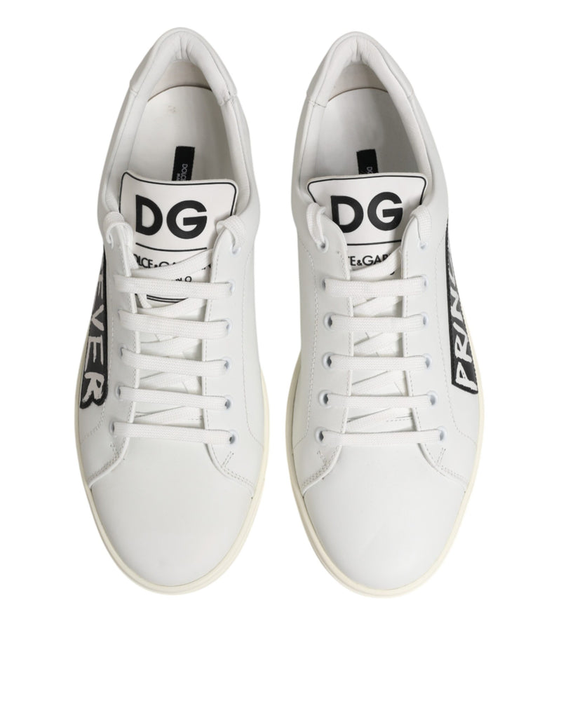 Dolce & Gabbana White Prince Leather Low Top Sneakers for Men