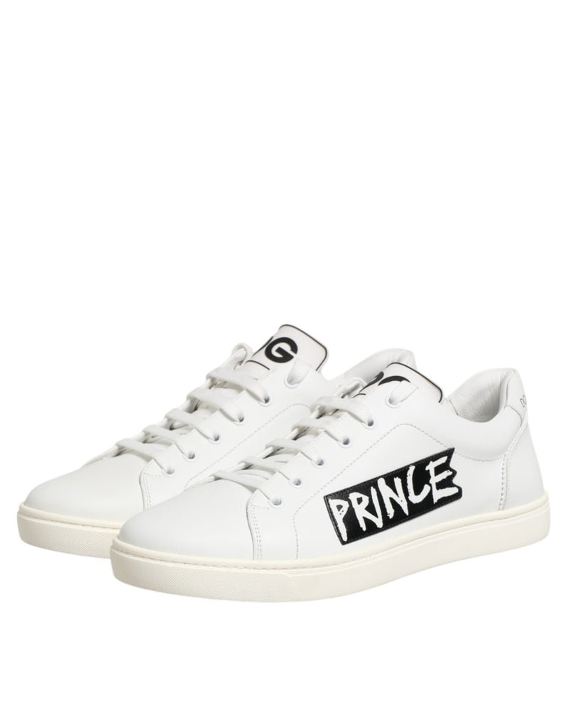 Dolce & Gabbana White Prince Leather Low Top Sneakers for Men