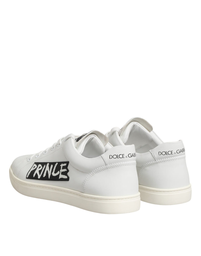 Dolce & Gabbana White Prince Leather Low Top Sneakers for Men