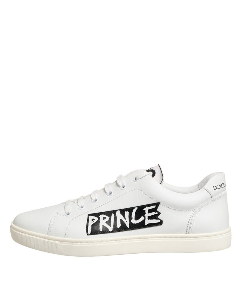 Dolce & Gabbana White Prince Leather Low Top Sneakers for Men