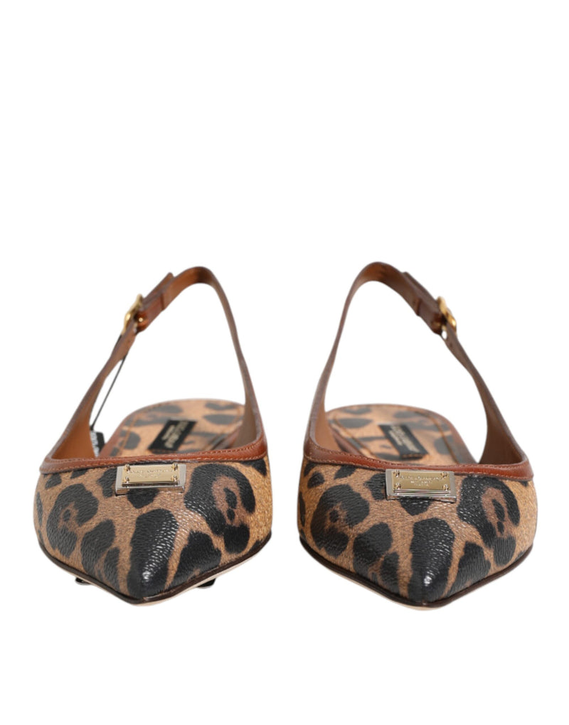 Dolce & Gabbana Brown Leopard Slingback Flats Sandals