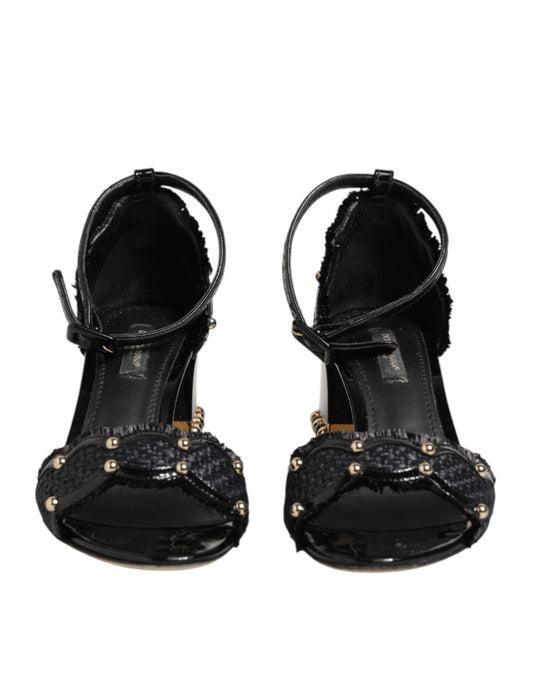 Dolce & Gabbana Sandales à Talon avec Bride Cheville Cloutées Noires