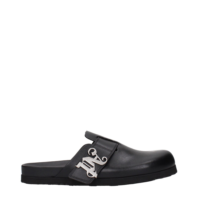 Palm Angels Black Leather Slippers - Comfort and Style Combined