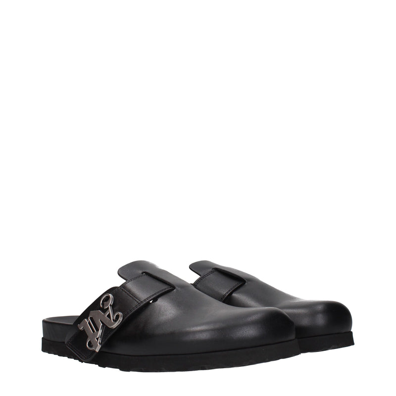 Palm Angels Black Leather Slippers - Comfort and Style Combined