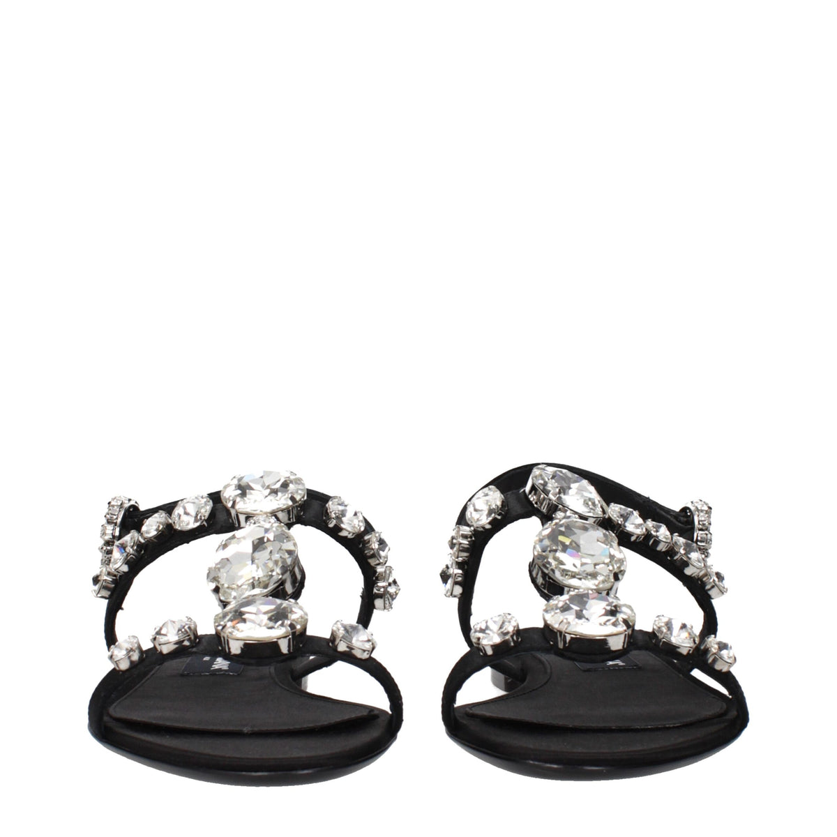 Dolce & Gabbana Black Satin Flat Sandals - Élégance et Confort