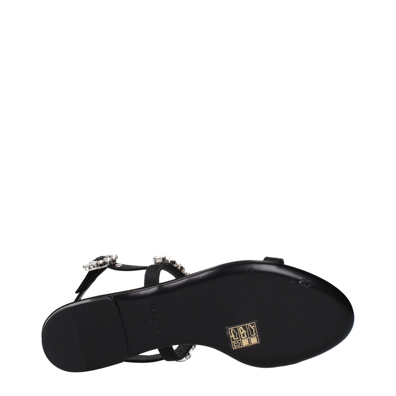 Dolce & Gabbana Black Satin Flat Sandals - Élégance et Confort