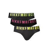 Bikkembergs Black Cotton Underwear - Fluo Slip Tri Pack