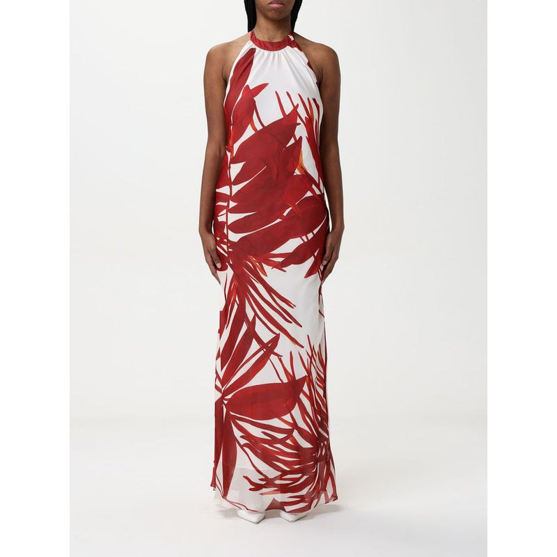 Hanita Red Silk Casual Dress - Elegant Sleeveless Maxi
