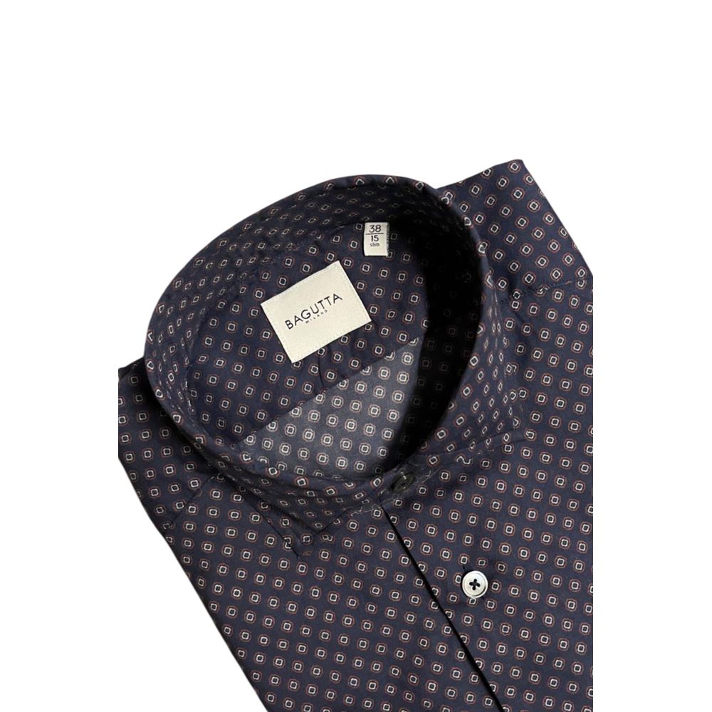 Bagutta Blue Cotton Slim Fit Shirt for Men
