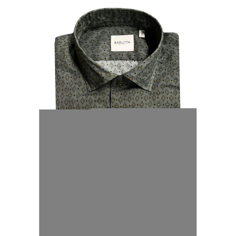 Chemise en Coton Verte Slim Fit Bagutta pour Homme