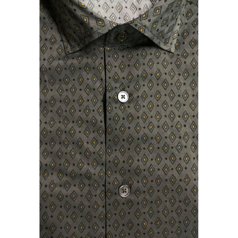 Chemise en Coton Verte Slim Fit Bagutta pour Homme