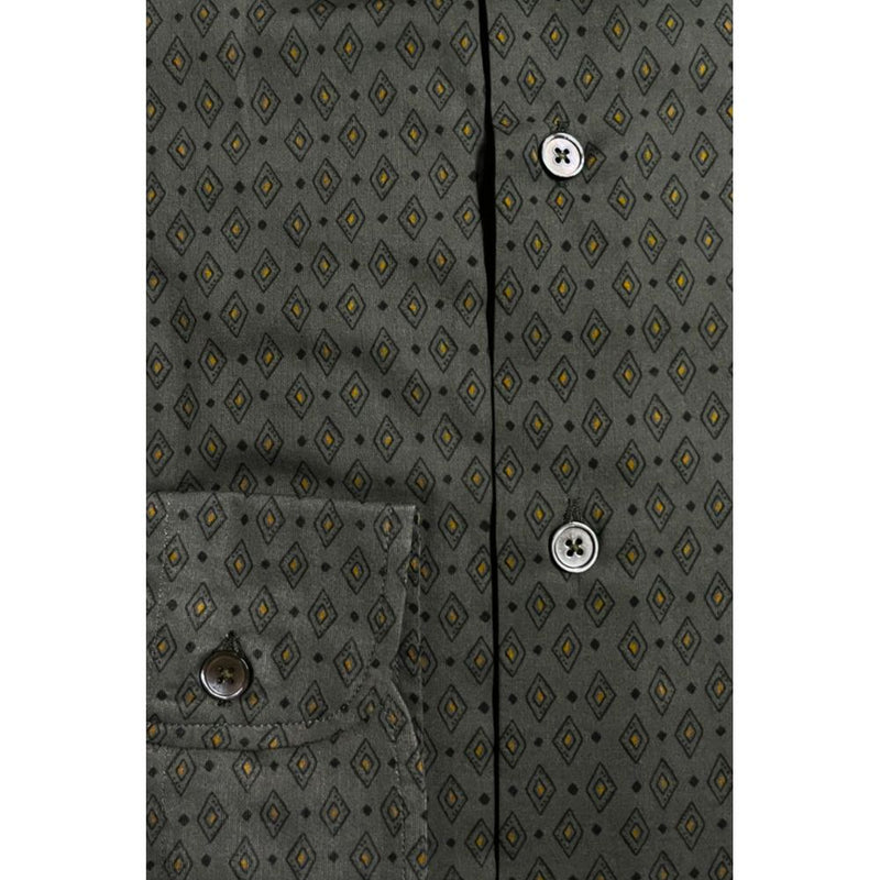 Chemise en Coton Verte Slim Fit Bagutta pour Homme