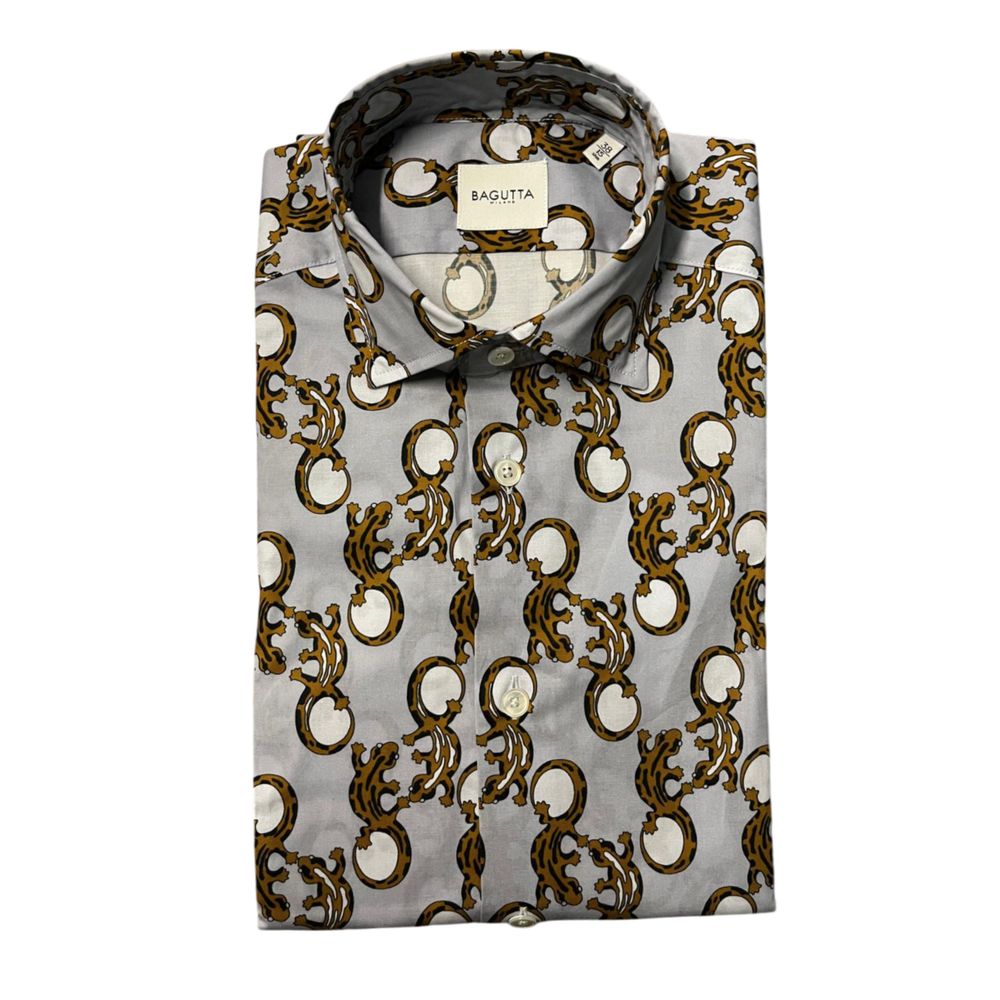 Chemise Slim Fit Multicolore en Coton Bagutta pour Hommes