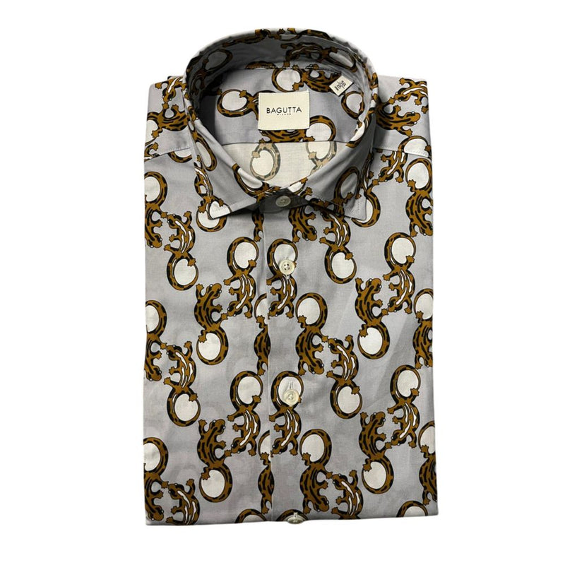 Chemise Slim Fit Multicolore en Coton Bagutta pour Hommes