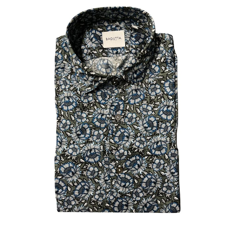 Bagutta Multicolor Cotton Men Shirt - Slim Fit Fantasy Print