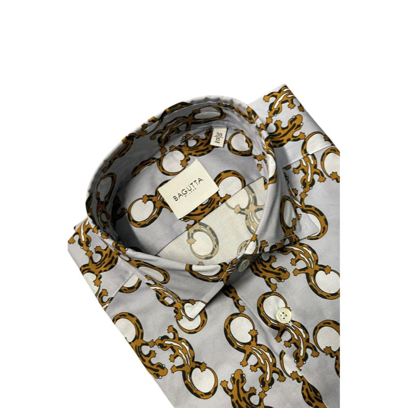 Chemise Slim Fit Multicolore en Coton Bagutta pour Hommes