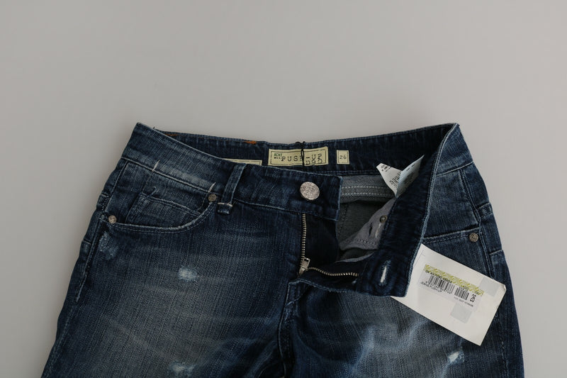 Acht Jeans Femme Skinny Cropped Bleu Lavé en Coton