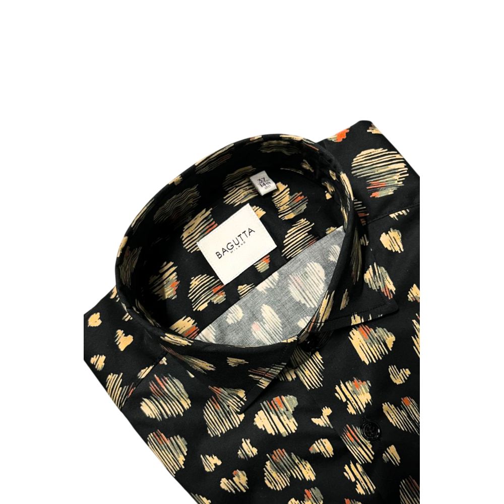 Bagutta Multicolor Cotton Shirt - Slim Fit with Fantasy Print