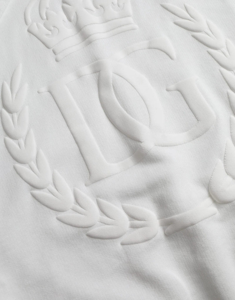 Dolce & Gabbana White Cotton Hooded Pullover Sweatshirt Men