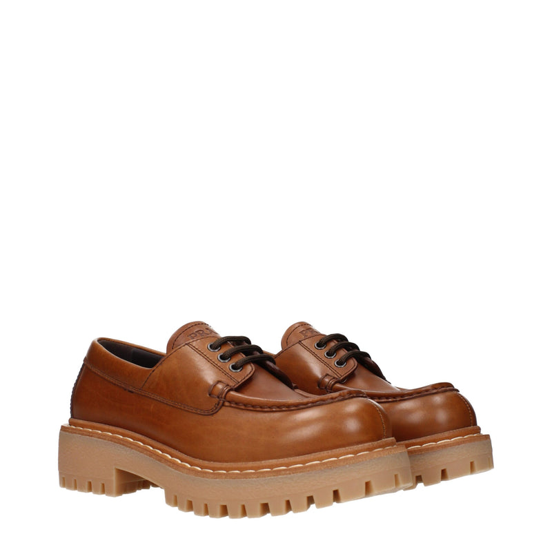 Prada Brown Leather Oxfords and Derbies - Élégance et Confort