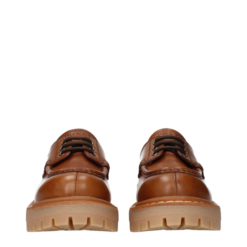 Prada Brown Leather Oxfords and Derbies - Élégance et Confort
