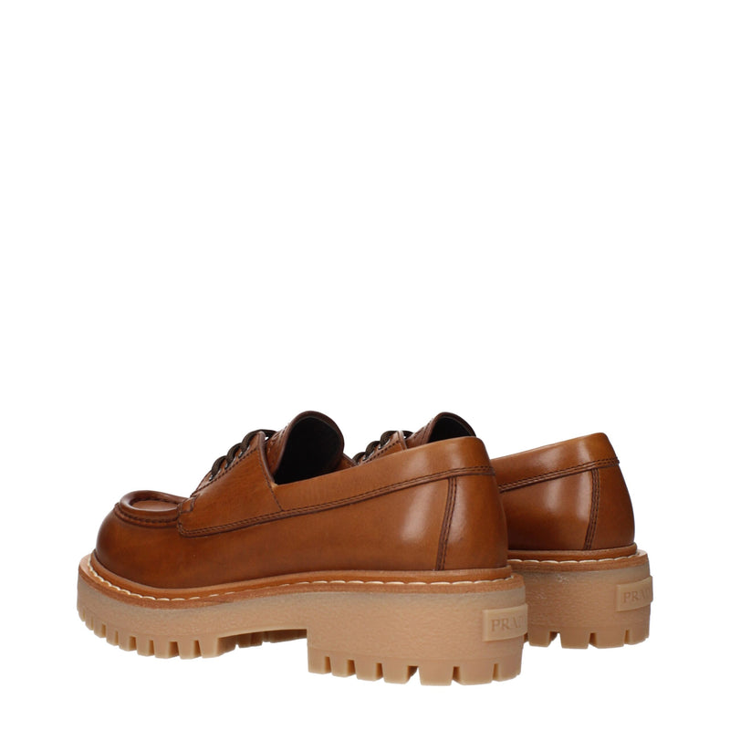 Prada Brown Leather Oxfords and Derbies - Élégance et Confort