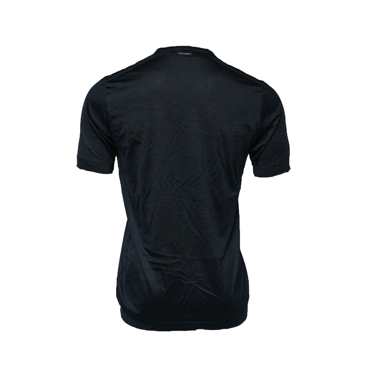 T-shirt à manches courtes en soie bleu foncé à col rond de Dolce &amp; Gabbana
